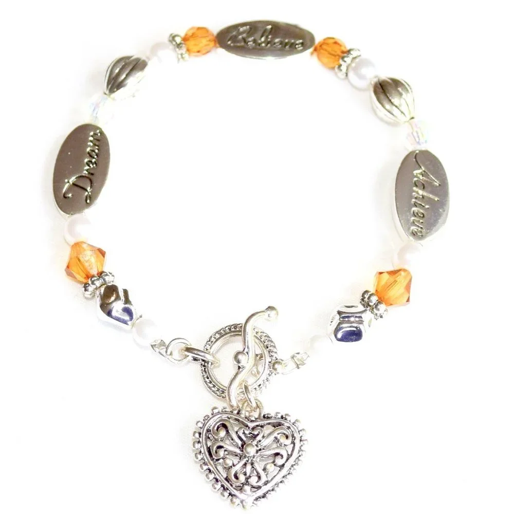 NEW Dream, Believe, Achieve Bracelet with Heart Charm